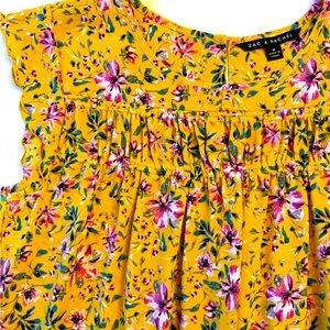 Zac & Rachel Mustard Floral Top M NWT